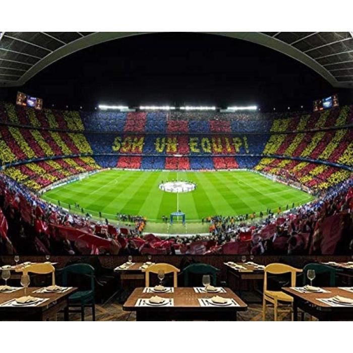 Papier peint photo Forwall - Décoration murale moderne - Motif : stade de football - 3D - Motif tribune de football - 206 x 275 cm