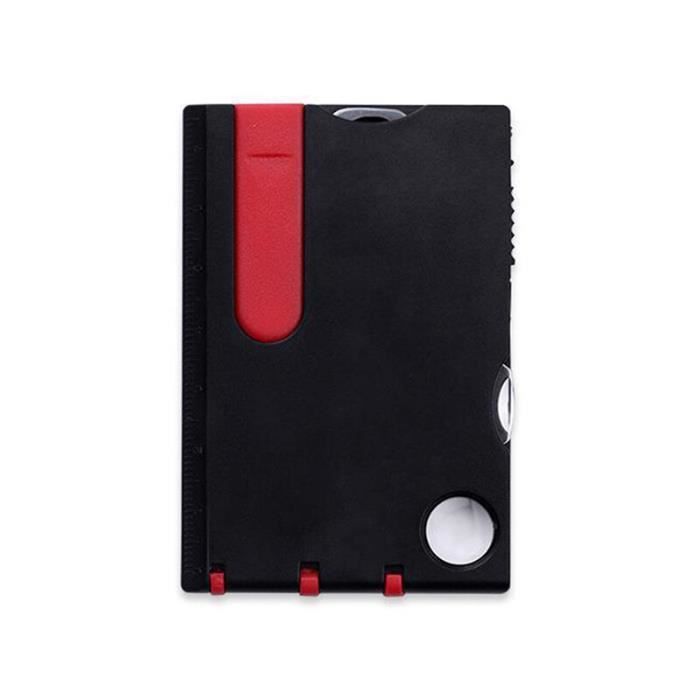 Cartes de randonnée portables,12 en 1,carte de crédit de  poche,multi-outils,survie en plein air,équipement de - Black Red[F][A]
