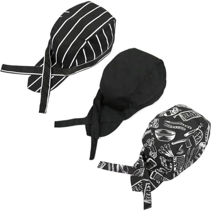 Chapeau De Chef Noir Réglable En Maille Avec Tête De Mort - Casquette Cuisine Unisexe Homme Femme