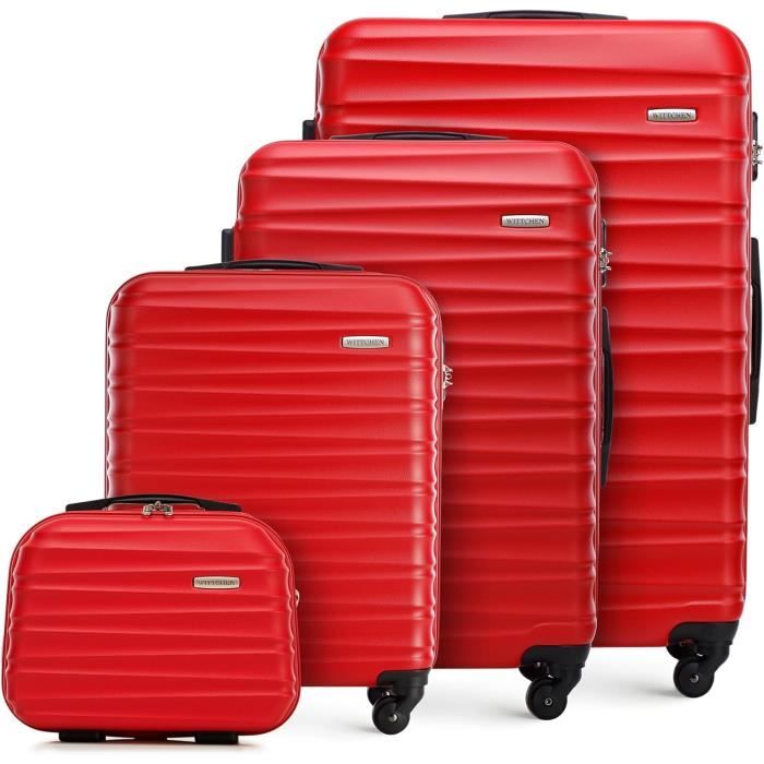 Valise Rigide WITTCHEN Stripes Line - Grande Taille 76,5x50x29cm (96L) - ABS, 4 Roues 360°, Serrure à Code - Doré