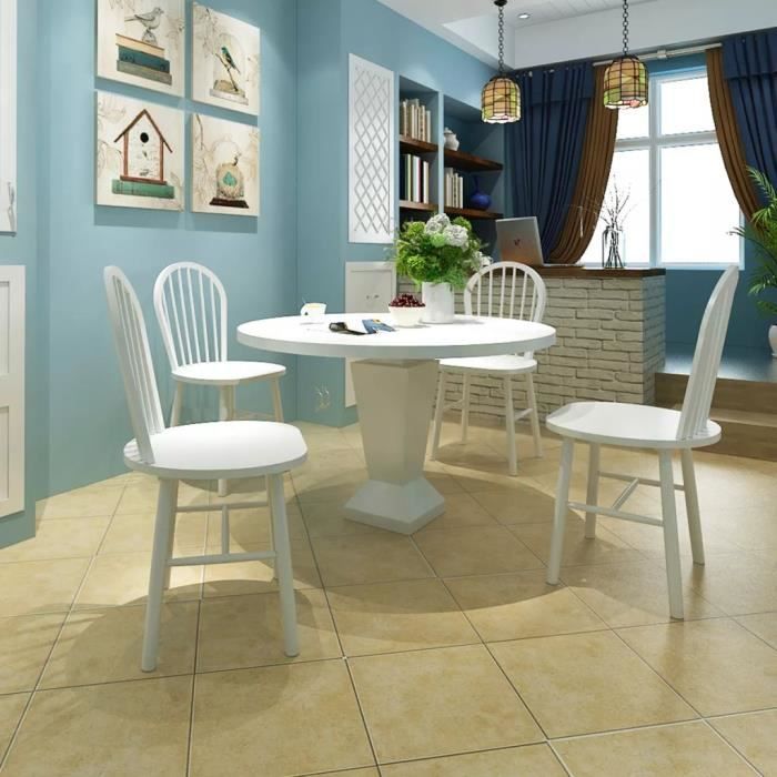 Chaises de salle à manger - KMISS - Blanc Bois solide - Lot de 4 - Style Classique - Intemporel