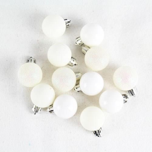 Boule De Noël Blanche Modèles Assortis Pack De 24 Vendu En Lot De 24 Dimension 3cm Approximativement Matière Plastique