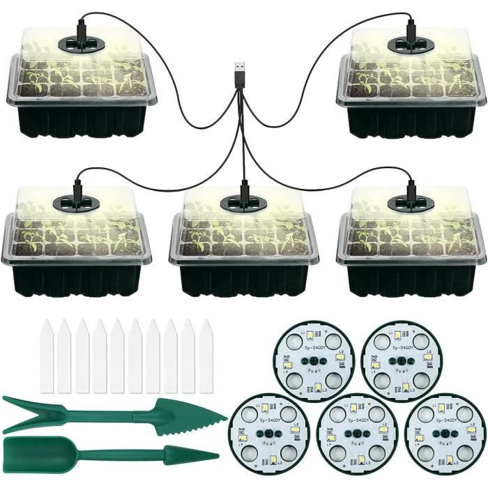 Kit Démarrage Plantes Xionghonglong – 3 Bacs à Semis + Mini Serre – Plateau Germination Avec Trous Drainage – Idéal Semis