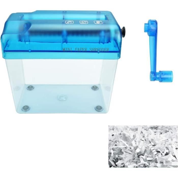 Destructeur De Papier Manuel Coupe Bande 3 Mm - Bac Transparent 1 L - Pour Feuilles A6 - Usage Bureau Ou Maison