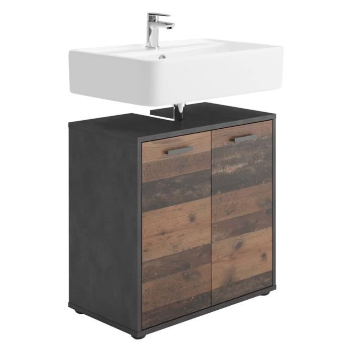 ♫7440 meuble sous-lavabo avec 2 portes chic - meuble vasque plan matera sombre de style ancien fncm®
