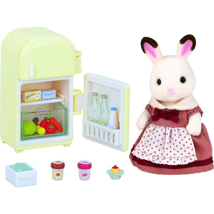 SYLVANIAN FAMILIES 5014 Set Maman Lapin et Réfrigérateur avec Accessoires Pour Enfants dès
