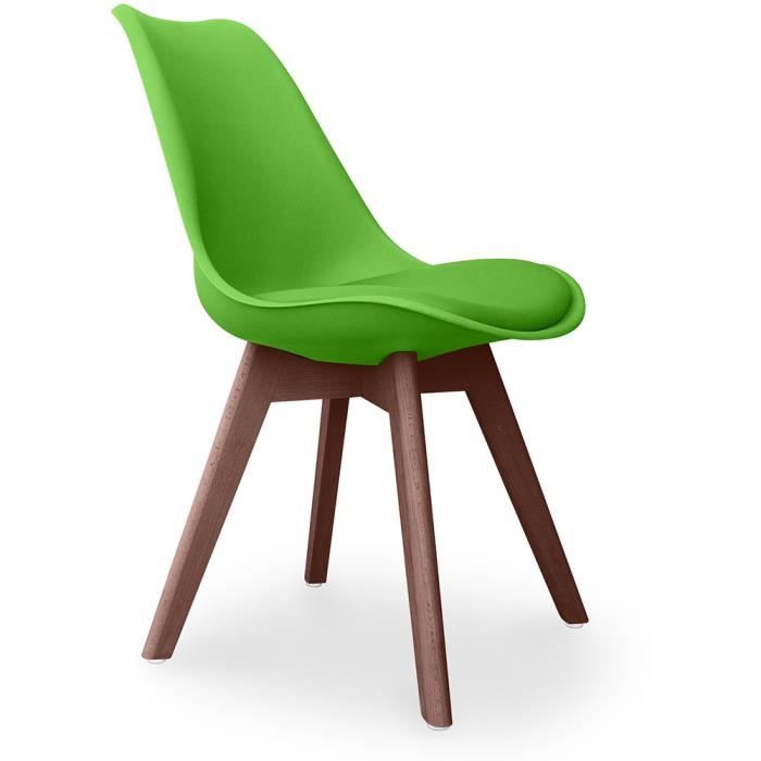 premium chaise brielle au design scandinave avec coussin - pieds sombres vert 48