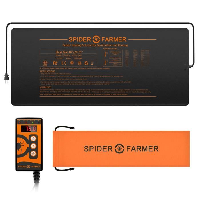 Spider Farmer Seedling Heat Mat, Tapis Chauffant pour semis,chauffant hydroponique Coussin chauffant pour serre-48"X20.75"