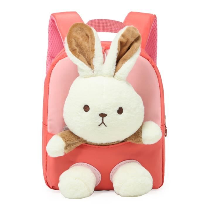 Sac à Dos Enfant Lapin Mignon - Cartable Maternelle Primaire Fille 3-7 Ans, Oxford Étanche, Rose - Idéal École, Camping, Voyage