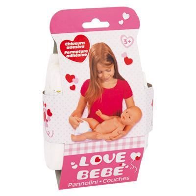 Couches poupon - LOVE BEBE - Modèle 3 - Fermeture adhésive - À