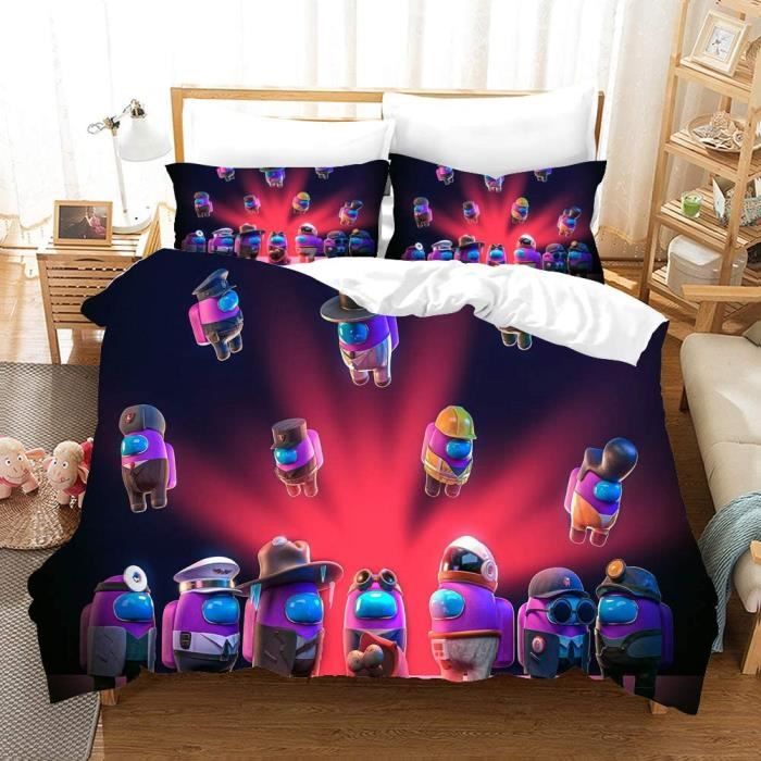 Housse de Couette Among Us 200x200cm,Parure de Lit avec Fermeture