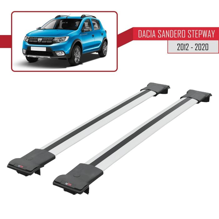 Pour Dacia Sandero STEPWAY 2012-2020 Barres de Toit Railing Porte-Bagages de voiture FLY Modèle GRIS