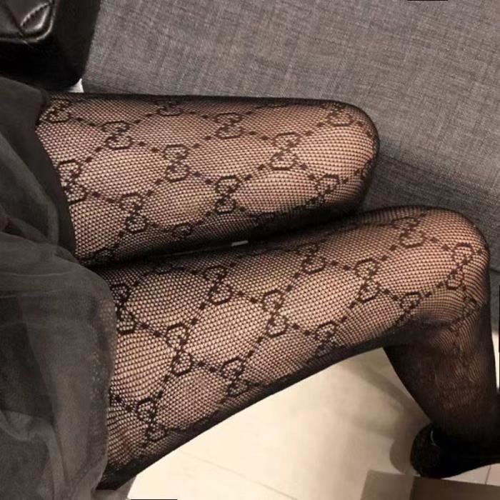 G noir Collant floque en gaze avec lettres pour femme bas en filet de poisson Transparent Sexy France Cdiscount Sante Mieux vivre