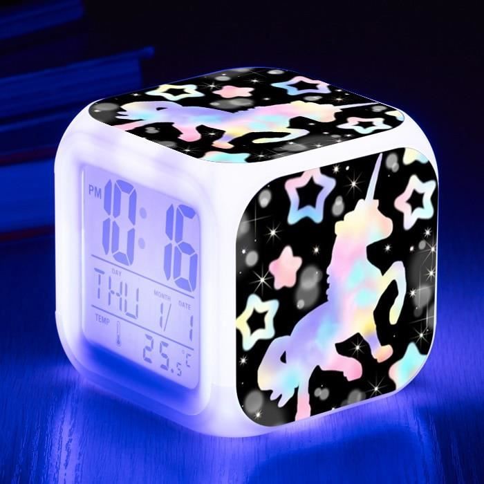 urho Réveil numérique mignon pour chambre d'enfant, 7 couleurs