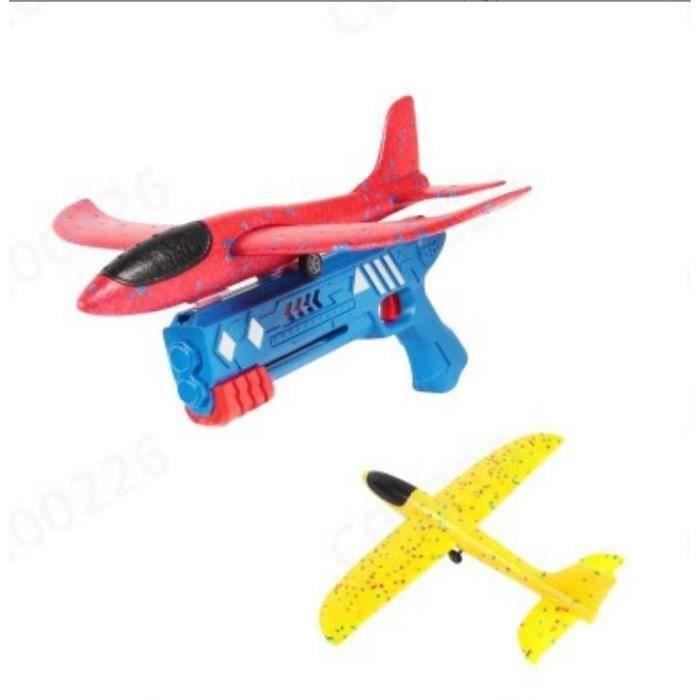 Avion Planeur Avec Pistolet Catapulte – 3 Mousses Volantes, Autocollants, Vol Jusqu’à 20 M – Dès 3 Ans !