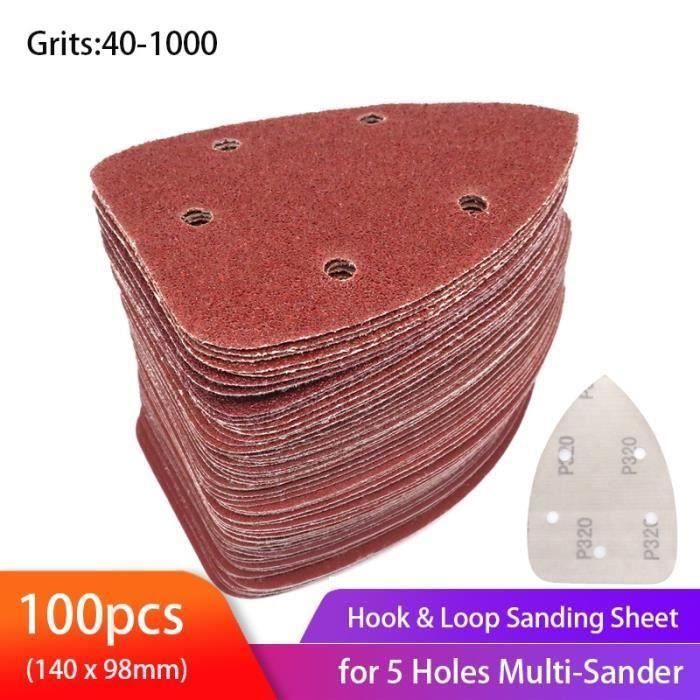 Lot 24 Feuilles Abrasives Triangle 6 Trous – Grain 40 à 1000 – Papier De Verre Auto-Adhésif Pour Ponceuse Delta / Triangulaire – Idéal Bois, Métal, Peinture