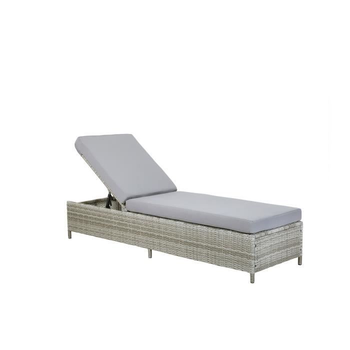 Chaise longue en rotin gris - BELIANI - TURIN II - Confortable et résistante aux intempéries Chaise longue en rotin gris - BELIANI - TURIN II - Confortable et résistante aux intempéries