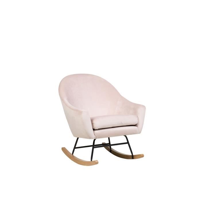 fauteuil à bascule en velours rose oxie - beliani - contemporain - relaxation