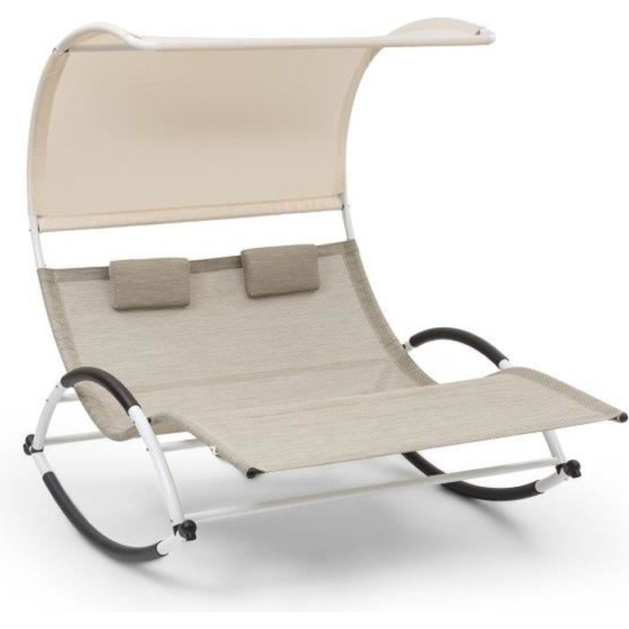 Leco jardin Chaise longue/Double Chaise Longue avec Toit anthracite