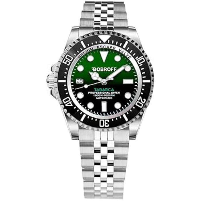 Bobroff Montre Homme Analogique Automatique avec Bracelet en Acier Inoxydable BF0002iJ vert 42mm