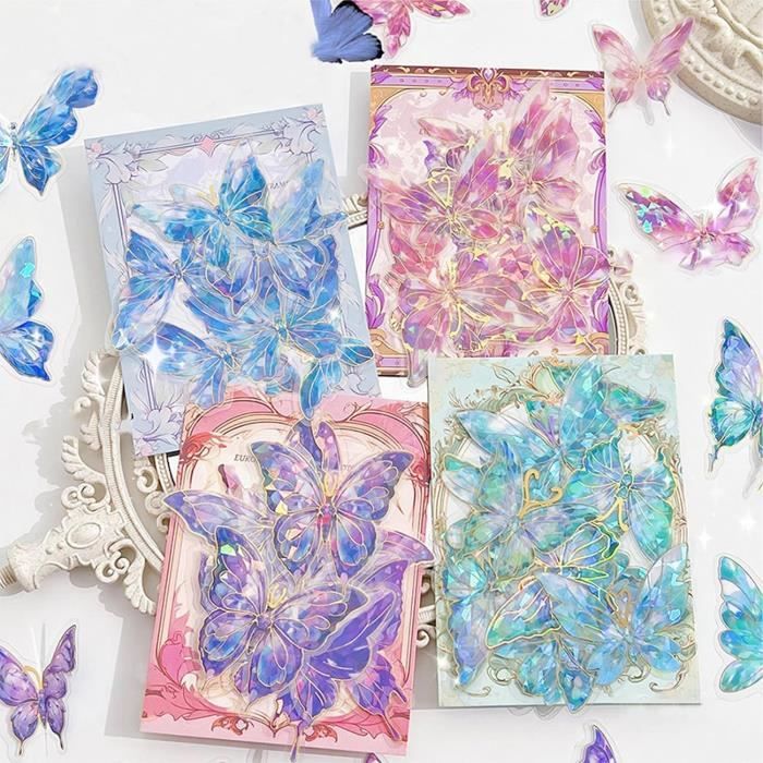 80 Pièces Autocollants Papillons, Étanche Papillon Autocollant ...