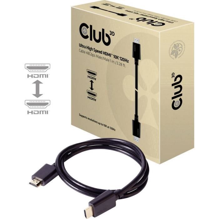 Câble de raccordement TV, écran [1x HDMI mâle - 1x HDMI mâle] club3D CAC-1371 CAC-1371 HDMI 1.00 m noir 1 pc(s) | CABLE -