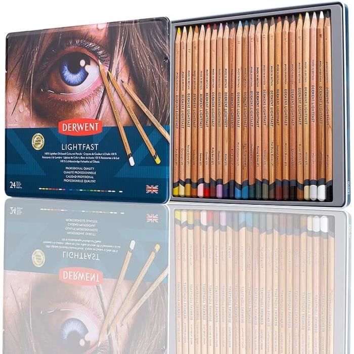 Derwent LightFast Set de 24 Crayons de Couleurs, 100 Stables a la