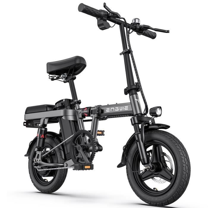 velo electrique pliable ENGWE T14 14 pouces 25km/h Moteur 250W Autonomie 42km E-bike ville avec amortisseur avant 48V10Ah Gris