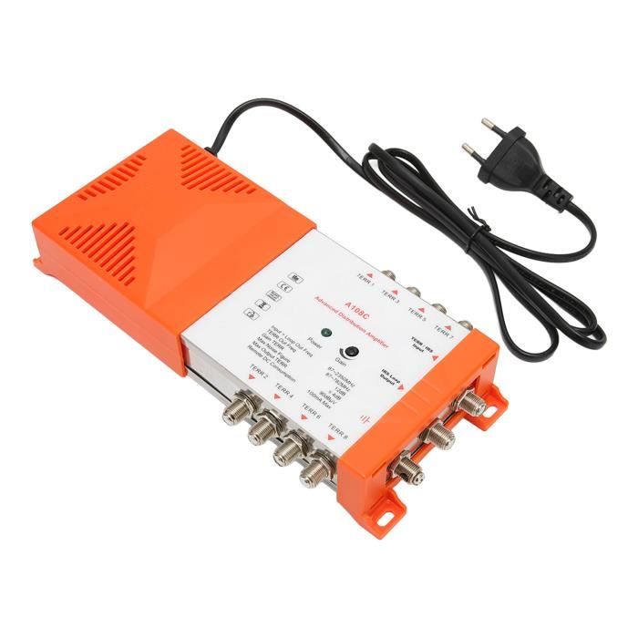 Amplificateur Distribution TV Weytoll 8 Voies - Boucle IRS Intégrée - 87-2350 MHz - Filtre 4G - Gain 15dB