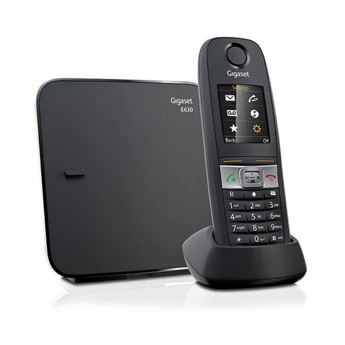 Téléphone Fixe Gigaset E630 Noir - Résistant aux chocs, à l'eau et à la poussière - Mains libres - ID d'appelant