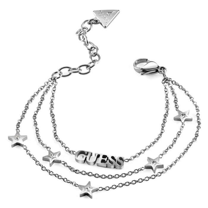 Bracelet GUESS Une étoile est née UBB70077-S rhodium en acier inoxydable Swarovski triplex étoiles