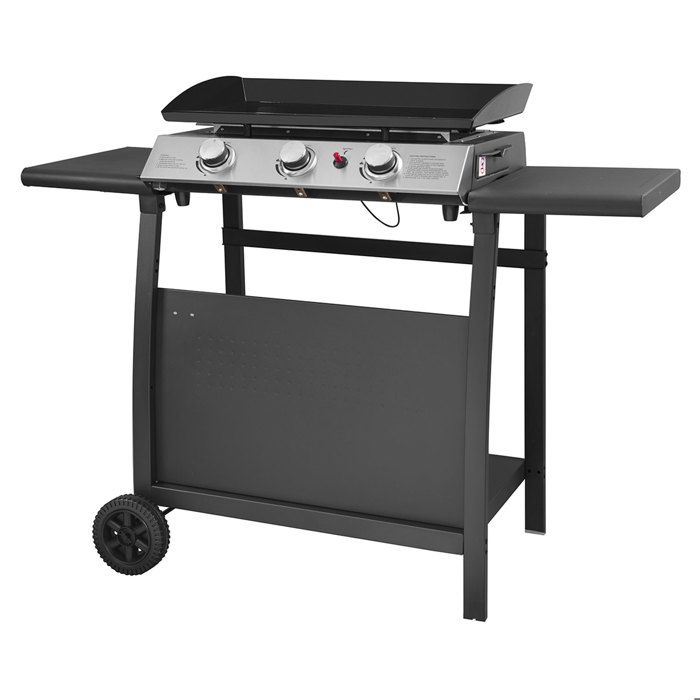 Plancha au gaz SÉVILLE - 3 brûleurs 75kW + chariot