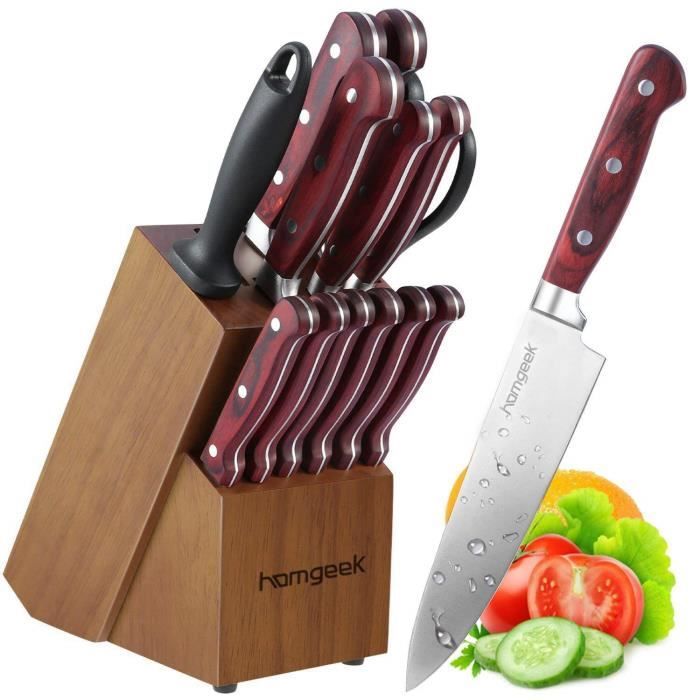 Homgeek Couteau De Cuisines Ensemble De Couteaux Professionnels Avec Bloc En Bois German Stainless Steel Lot De Couteaux Avec S Achat Vente Couteau De Cuisine Homgeek Couteau De Cuisin4379 Cdiscount