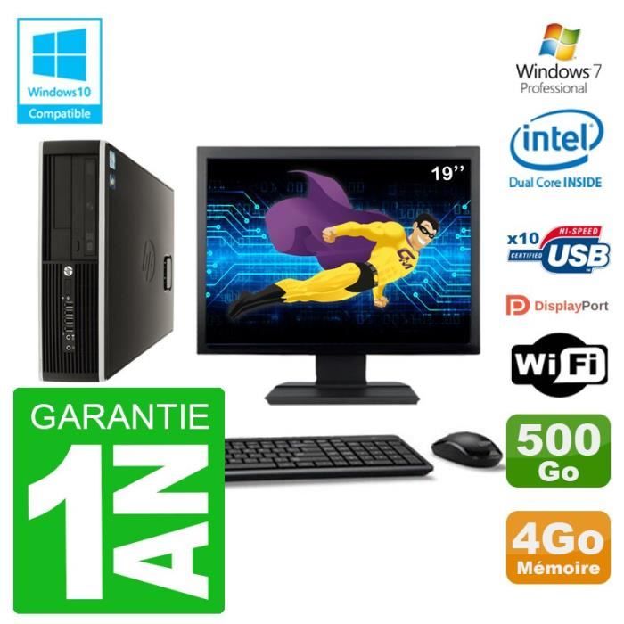 PC HP Compaq 8100 SFF Ecran 19 G6950 RAM 4Go Disque 500Go Graveur DVD Wifi W7