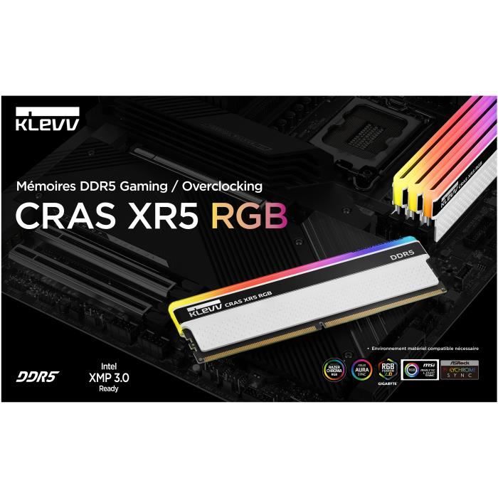 KLEVV CRAS XR RGB DDR5 - Mémoire PC RAM - 32Go (2x16Go) - 6000 MHz  PC5-48000 - CAS 40 (KD5AGUA80-60E400S) - Cdiscount Informatique