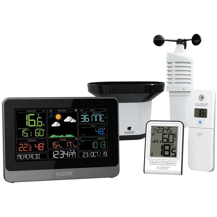 La crosse technology - station météo sans fil avec écran lcd couleur  ws6826whisil - 7455 - Conforama