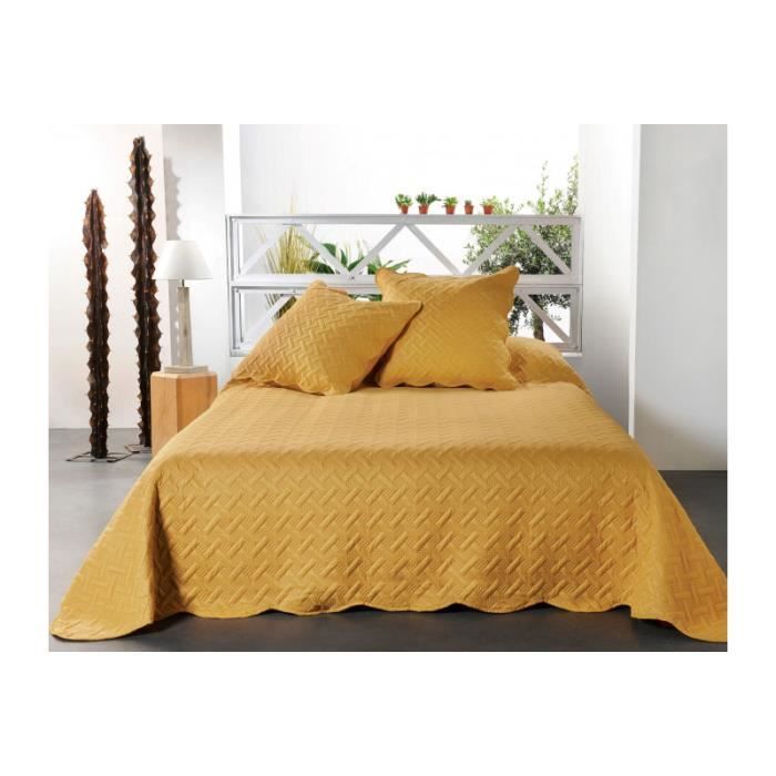 Boutis contemporain moutarde - Taille: 150x150cm - Coloris: Moutarde