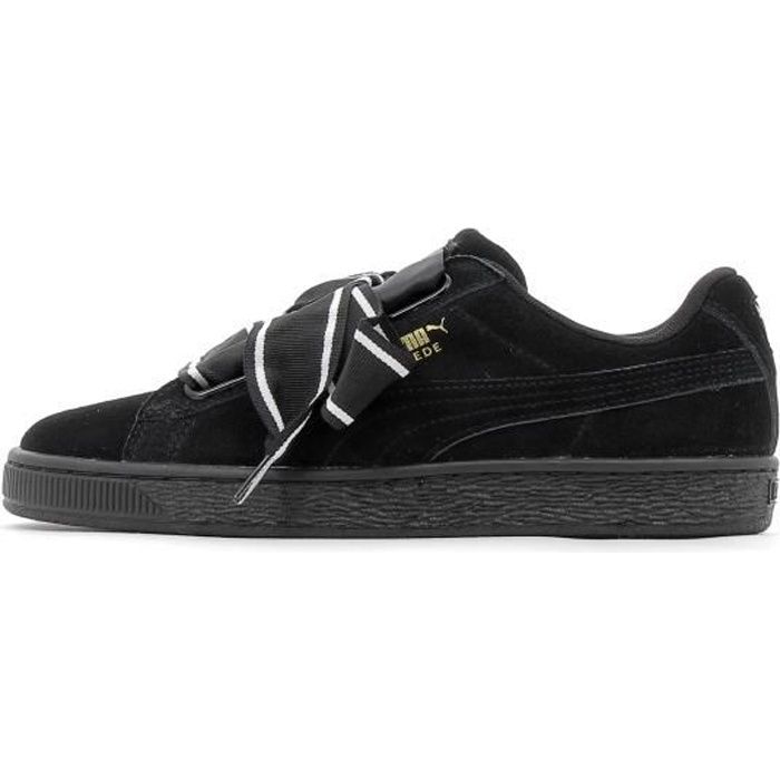 PUMA SUEDE HEART SATIN WNS BASKETS MODE FEMME Noir Cdiscount