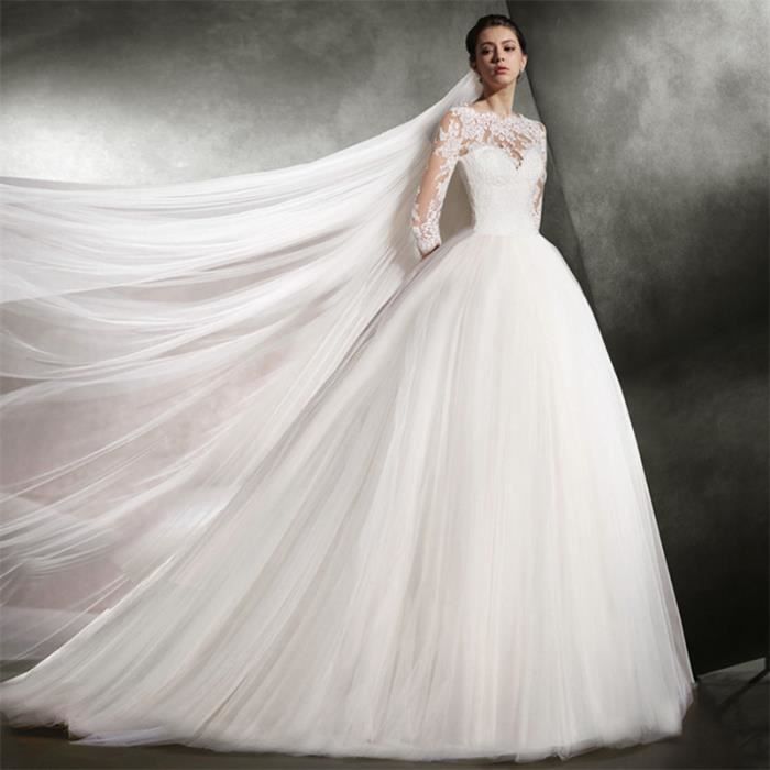 Robe De Mariee Mariage Princesse Femme Dentelle Tulle Appliques