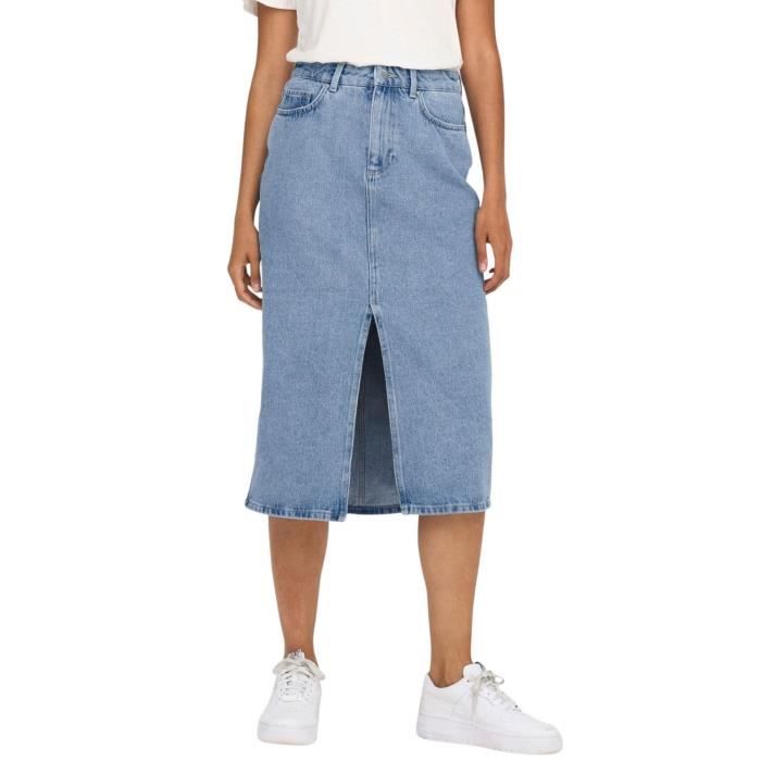 Jupe Denim Only Blanc Midi Light Bleu Femme Bleu Cdiscount Pr t