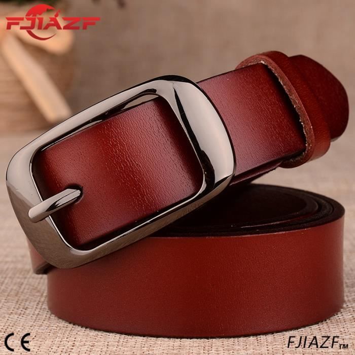 FJIAZF® Ceinture femme - Ceinture femme large - Ceinture femme cuir - Mode  casual - Cuir véritable de haute qualité - Rouge