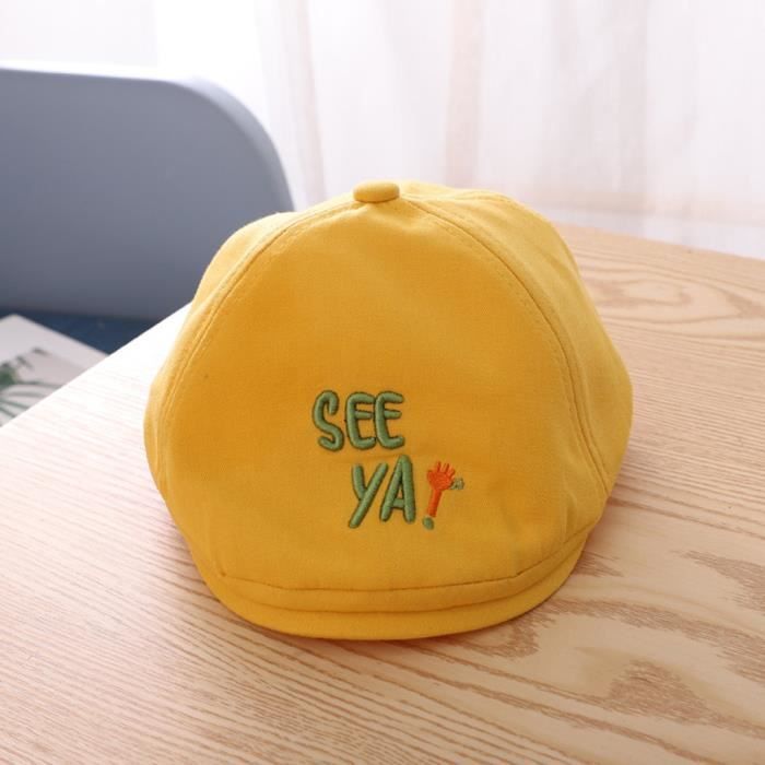 Enfants Casquette Plate Garcon Fille Lettre Lettre Casquette Gavroche Protection Ecran Solaire Beret Chapeau Market5 Jaune Jaune Cdiscount Pret A Porter