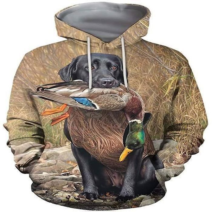 Dessin anime de sweat shirt Sweat a capuche canard chasse camouflage 3D animaux sweats a capuche pull sweats
