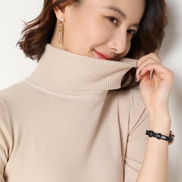 PULL Pull en cachemire manches courtes et col roul pour femme