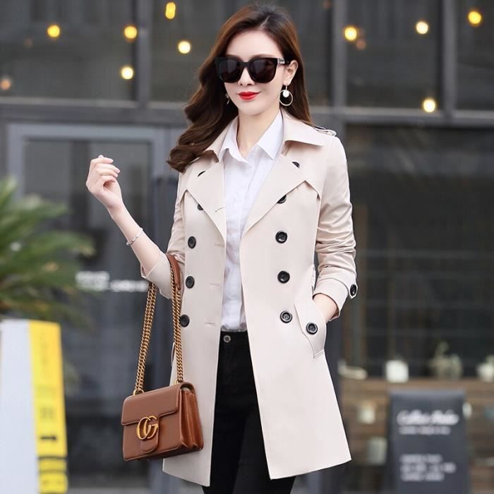 Trench Coat mi long pour femme Marque inconnue B0081 Women Trench Grande taille Couleur beige Blanc Cdiscount Pret a Porter