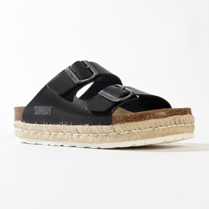 SUNBAY Sandales plateforme ORANGE Noir Femme Noir Cdiscount