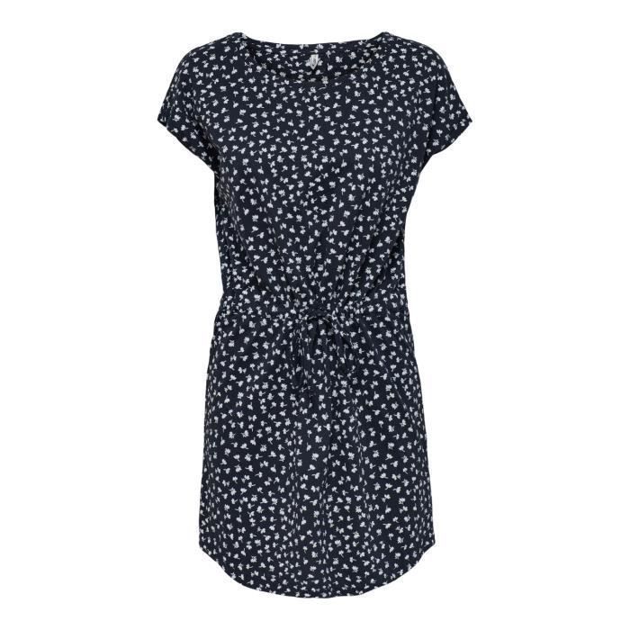 Robe Orsay En Tricot Bleu Foncé Avec Volants - Taille L - Neuve Avec étiquettes