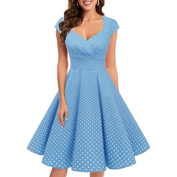 Robe Cocktail Bleu Clair Robe De Cocktail Femme Marque Rétro