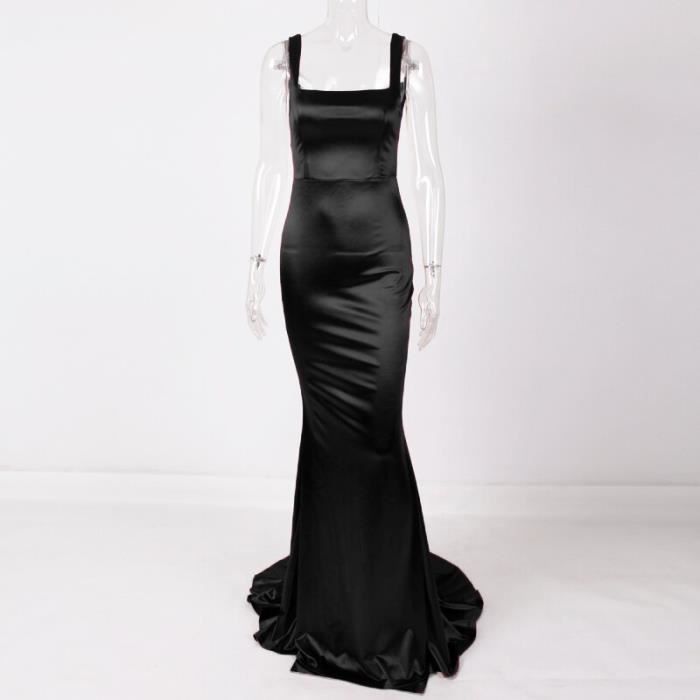 CRAZE Robe Maxi Burugndy Col Carré Sans Manches Longue Sirène Soirée ...