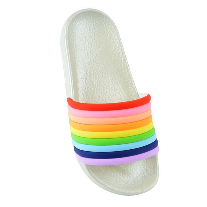 Claquettes pour fille Unbranded Arc en ciel PVC enfiler Talon plat